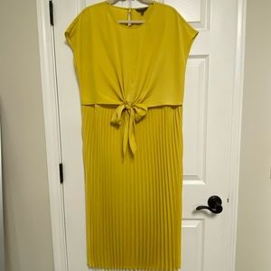 Yellow Pleated MIDI Dress